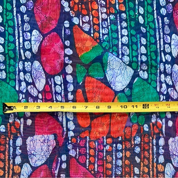 African Print, Chiffon Fabric - Fuchsia, Green, Orange "Beauty of Mandla", ~2 Yd - Picture 4 of 4